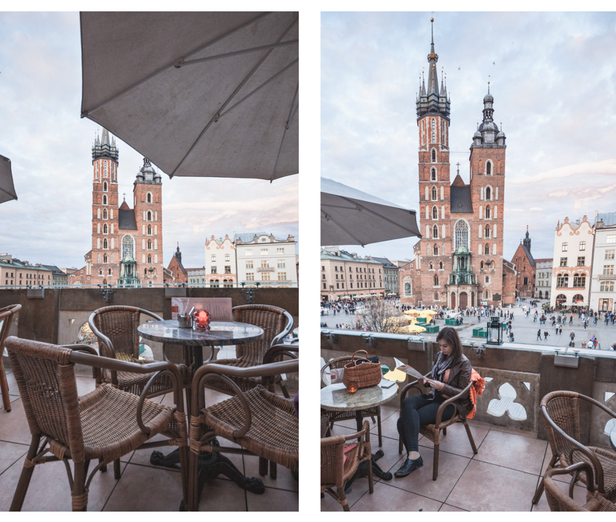 Kraków Cafe Szał widok na Kościół Mariacki