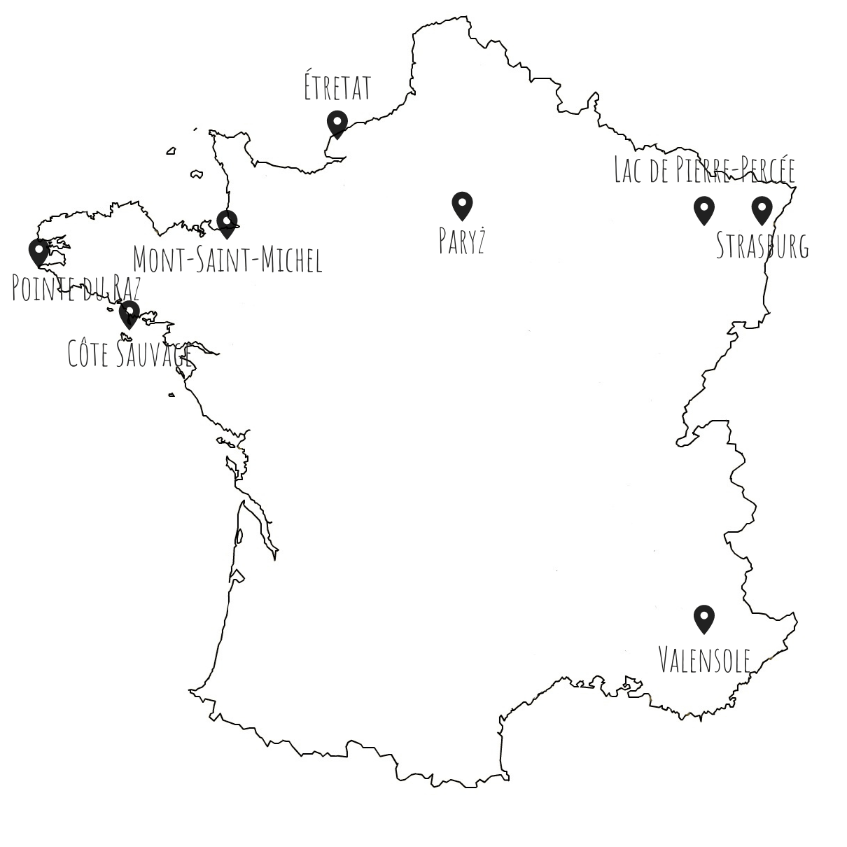 Mapa atrakcji Francji