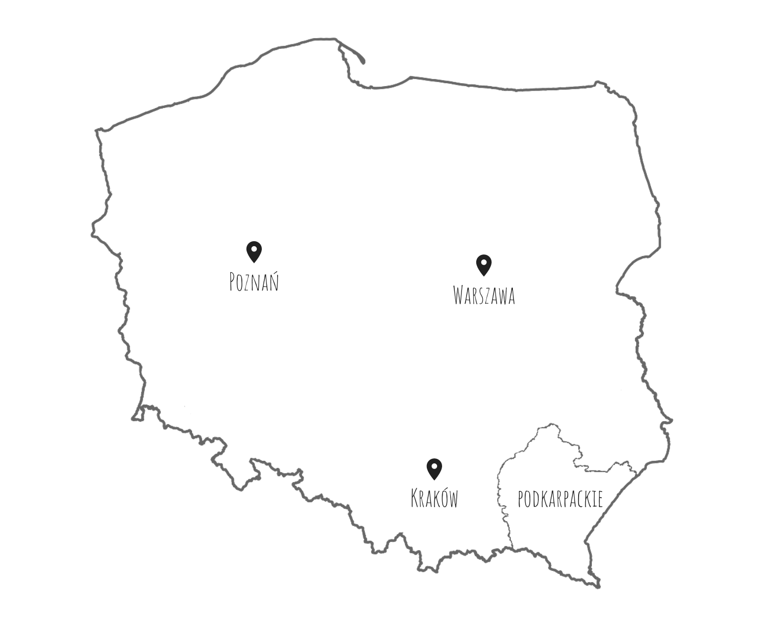 Mapa Polski - podkarpackie